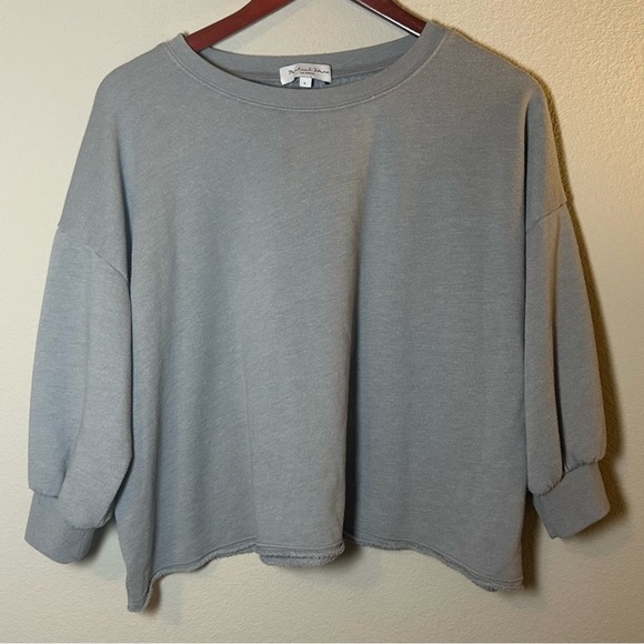 Women’s Large Sweatshirt Grey MICHAEL STARS Cozy Lounge Cropped Quiet Luxury - Picture 7 of 8